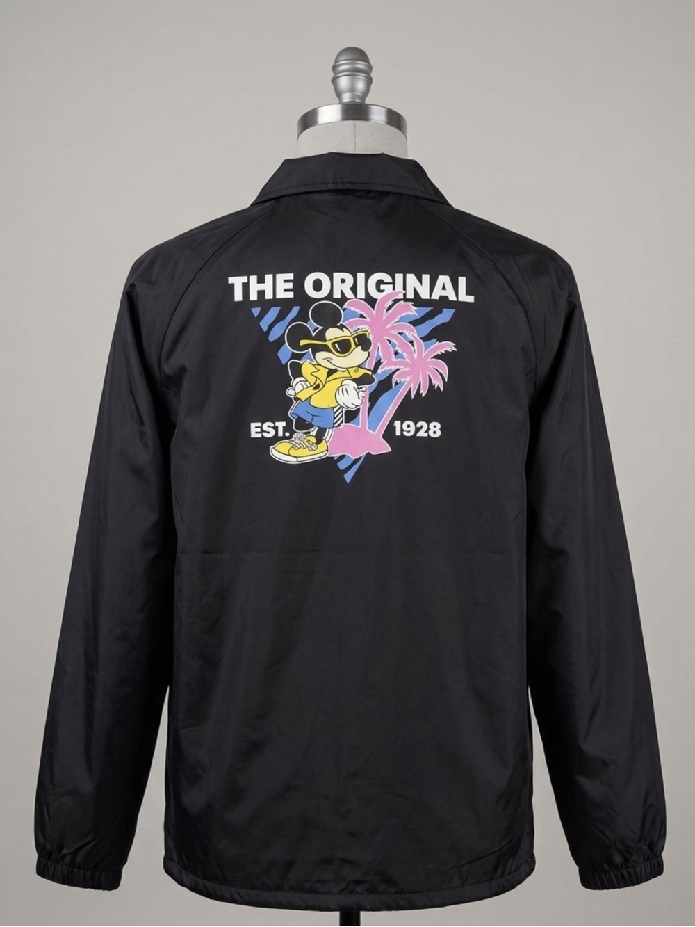 Vans Black Coach Jacket with Colorful Retro Mickey Graphic
